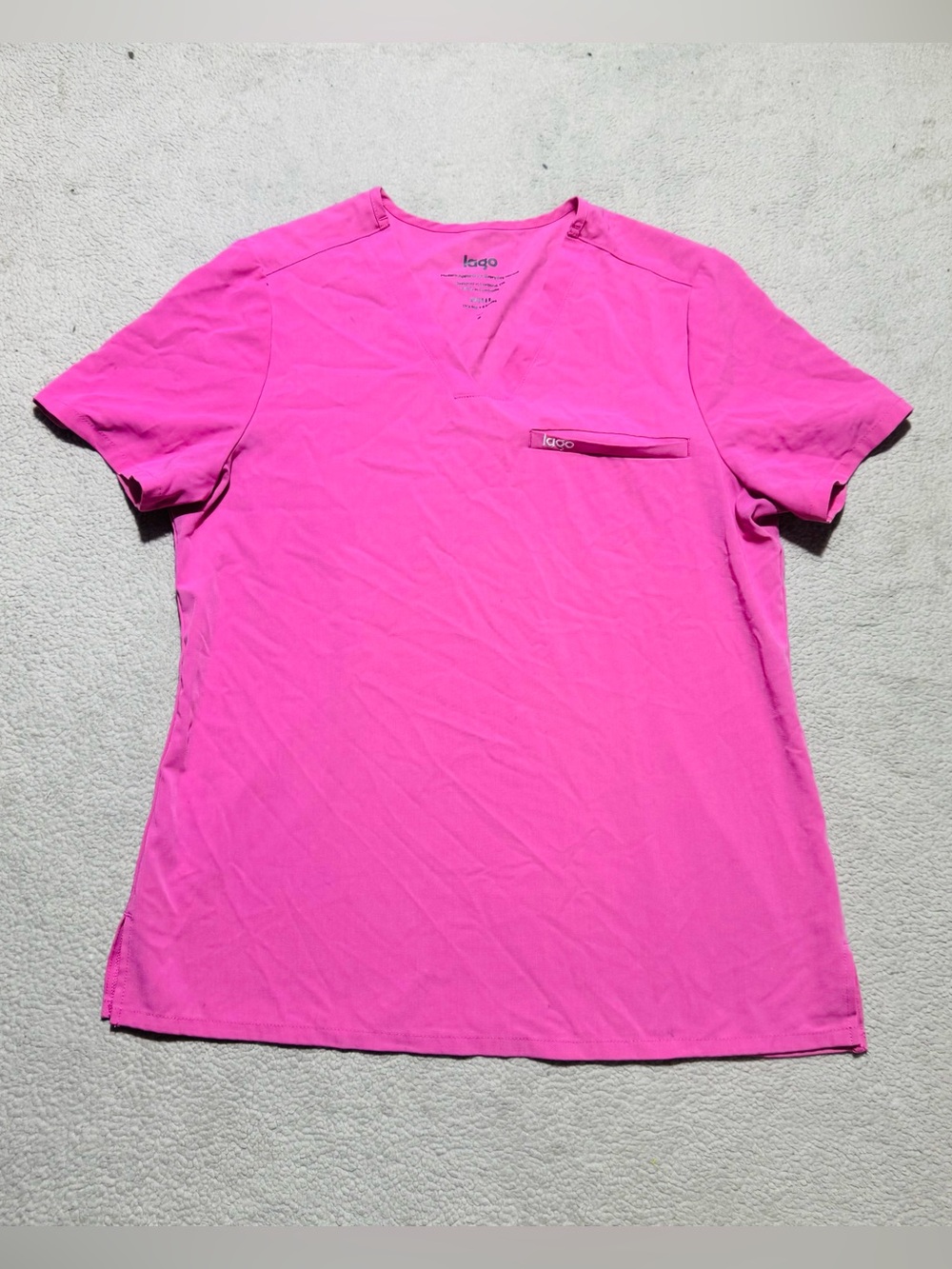 Lago Scrub Set Womens Medium Hot Pink Medical Shirt Pants Recycled Utility Nurse